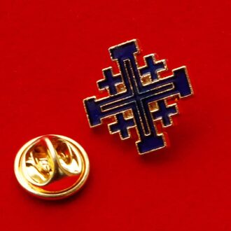 Katholieke Christian Jeruzalem Kruis Broche Badge Religieuze Sieraden Articulos Religiosos Catolico Kerk Halo diep blauw