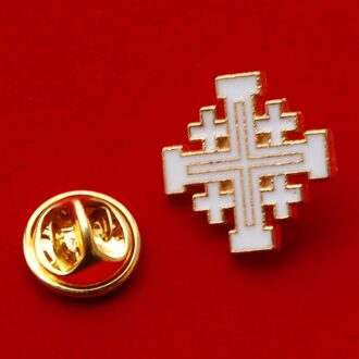 Katholieke Christian Jeruzalem Kruis Broche Badge Religieuze Sieraden Articulos Religiosos Catolico Kerk Halo wit
