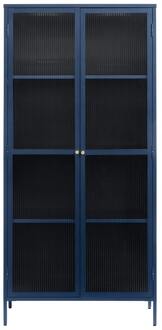 Katja metalen vitrinekast blauw - 90 x 190 cm