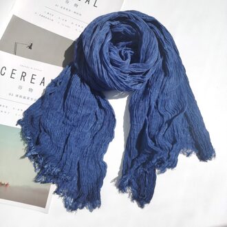 Katoen Bufandas Solider Kleur Sjaal Lente Herfst Warme Zachte Japanse Cool Katoen Kwastje Sjaal Mannen Sjaal Blauw