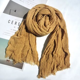 Katoen Bufandas Solider Kleur Sjaal Lente Herfst Warme Zachte Japanse Cool Katoen Kwastje Sjaal Mannen Sjaal geel