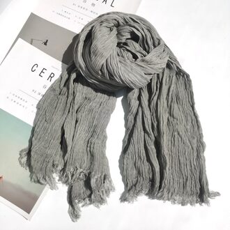 Katoen Bufandas Solider Kleur Sjaal Lente Herfst Warme Zachte Japanse Cool Katoen Kwastje Sjaal Mannen Sjaal Grijs