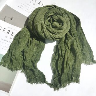 Katoen Bufandas Solider Kleur Sjaal Lente Herfst Warme Zachte Japanse Cool Katoen Kwastje Sjaal Mannen Sjaal leger groen