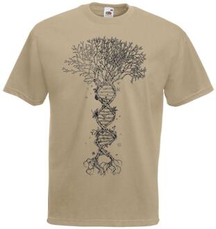 Katoen Casual Mens Kaki Boom Van Leven Dna T-shirt Menselijk Genetische Code Heilige Geometrie Topmovie Tee