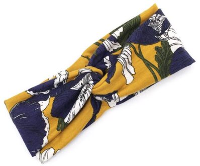 Katoen Elastische Knoop Hoofdbanden Hoofd Dames Band Wrap Geknoopt Stretchy Adult Twist Haaraccessoires Vrouwen Mode Haar Banden geel