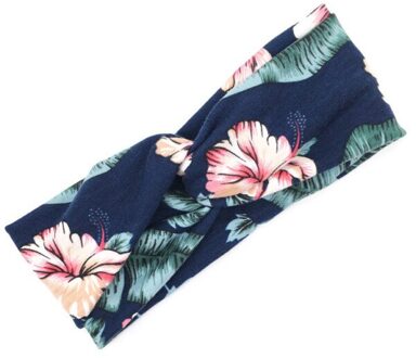 Katoen Elastische Knoop Hoofdbanden Hoofd Dames Band Wrap Geknoopt Stretchy Adult Twist Haaraccessoires Vrouwen Mode Haar Banden marine