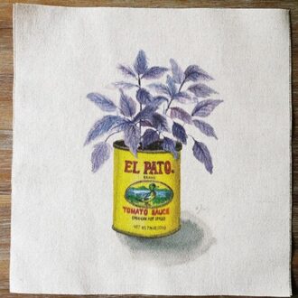 Katoen En Linnen Stof Hand Geverfd Stof Decoratieve Schilderkunst Maaltijd Mat Tas Patroon Kan Bloem geel can