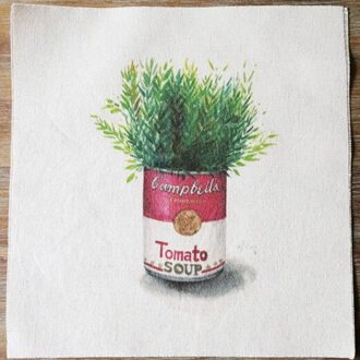 Katoen En Linnen Stof Hand Geverfd Stof Decoratieve Schilderkunst Maaltijd Mat Tas Patroon Kan Bloem rood can