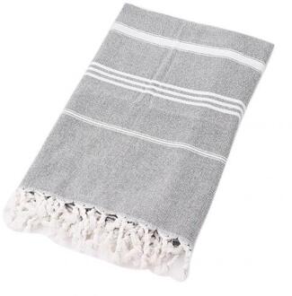 Katoen Extra Grote Turkse Badhanddoek Met Kwasten Reizen Camping Shawl Beach Gym Zwembad Deken Vrouwen Winter Sjaal 100x180cm grijs