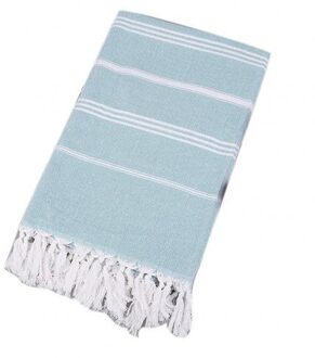 Katoen Extra Grote Turkse Badhanddoek Met Kwasten Reizen Camping Shawl Beach Gym Zwembad Deken Vrouwen Winter Sjaal 100x180cm licht blauw