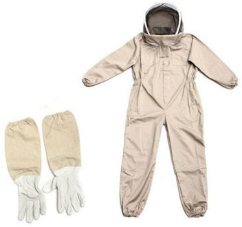 Katoen Full Body Bijenteelt Kleding Sluier Kap Hoed Kleding Jacket Beschermende Bijenteelt Pak Imkers Bee Pak Veiligheid Kleding koffie / XXL