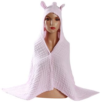Katoen Gaas Zes-Layer Badjas Mantel Baby Kinderen Hooded Badhanddoek Wrap Ultra Zachte Sterke Water Met Knop Badjassen roze