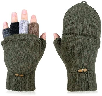 Katoen Gebreide Vingerloze Flip Handschoenen Winter Warm Flexibele Touchscreen Handschoenen Voor Mannen Vrouwen Unisex Blootgesteld Vinger Wanten Handschoen AG