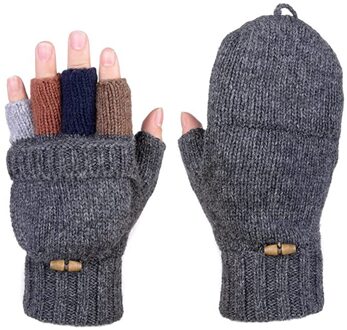 Katoen Gebreide Vingerloze Flip Handschoenen Winter Warm Flexibele Touchscreen Handschoenen Voor Mannen Vrouwen Unisex Blootgesteld Vinger Wanten Handschoen DG