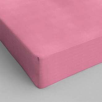 katoen hoeslaken - 1-persoons (90x220 cm) Roze