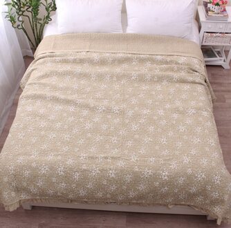 Katoen katoen zomer quilt zand wassen Filippijnse kant lotusblad airconditioning quilt dunne dekbed kleine bloemen zomer quilt Donker Kaki