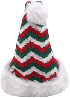 Katoen Kerst Hat Knit Up Beanie Kids Volwassen Kinderen Cap Christmas Party Decoratie Jaar rood groen stripes