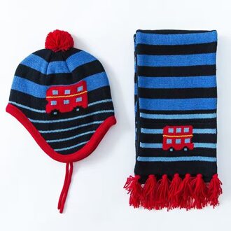 Katoen Kids Hoed & Sjaal Auto Jacquard Jongen Haak Mutsen Kinderen Fall Winter Cap Handgemaakte Winddicht Oorbeschermers Cap
