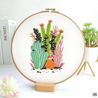 Katoen Kruissteek Borduren Kit Diy Cactus Hart Liefde Bloemen Borduurwerk Kit Handwerk Schilderij Borduurwerk Hoepel Home Decor 06