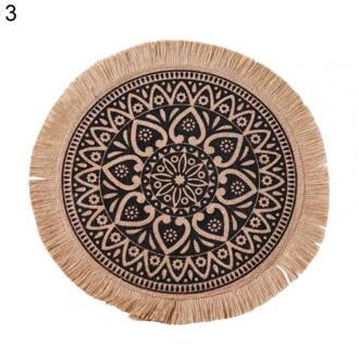 Katoen Linnen Tafel Mat Indiase Retro Patroon Kwastje Isolatie Antislip Placemat Kantoor Keuken Bekerhouder Mat Pad Decor 03