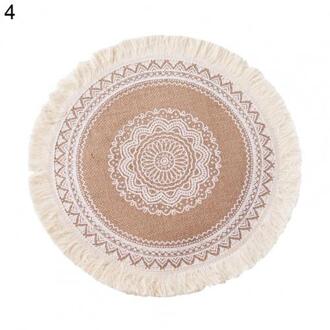 Katoen Linnen Tafel Mat Indiase Retro Patroon Kwastje Isolatie Antislip Placemat Kantoor Keuken Bekerhouder Mat Pad Decor 04