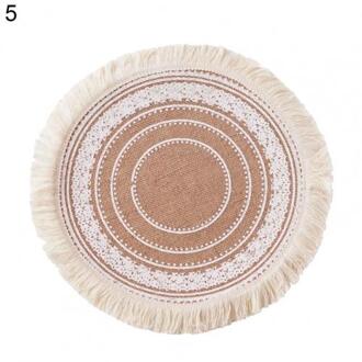 Katoen Linnen Tafel Mat Indiase Retro Patroon Kwastje Isolatie Antislip Placemat Kantoor Keuken Bekerhouder Mat Pad Decor 05