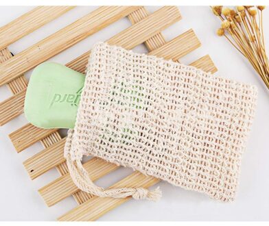 Katoen Linnen Trekkoord Zeep Saver Bag Netto Pouch Exfoliërende Zeep Opbergtas