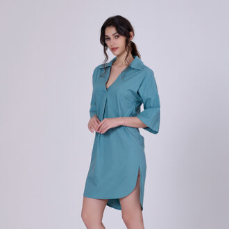 Katoen minimalistisch shirtjurk Blauw