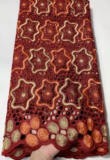 Katoen Nigeriaanse Kant Stof Kant Zwitserse Voile Kant Stof Geborduurde Afrikaanse Droge Kant Voor Bruiloft VSH077 Blauw AS PIC4