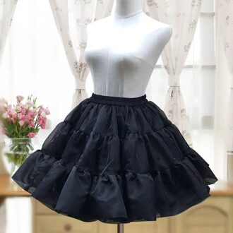 Katoen Organze Hoopless Hoepelrok Ruffle Onderrok Prinses Kostuum Meisjes Pluizige Rok Bouffant Lolita Petticoat Voor Vrouwen zwart