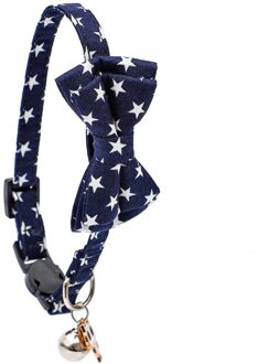 Katoen Ster Klassieke Stijl Kat Kraag Leuke Hanger Bel Kat Strikje Kraag Bowtie Pet Puppy Halsbanden Voor Kleine Hond huisdier Accessoires Blauw