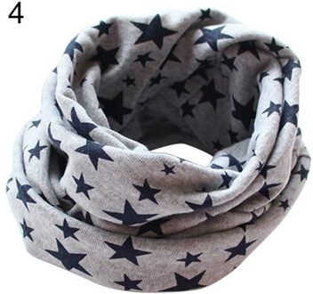 Katoen Sterren Print Ring Sjaals voor kinderen Warmer Sjaal Herfst Winter Kids Jongens Meisjes Halsdoek Kraag Hoed Masker Grijs