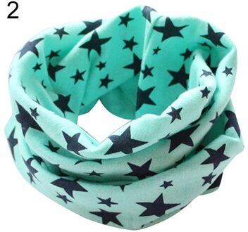 Katoen Sterren Print Ring Sjaals voor kinderen Warmer Sjaal Herfst Winter Kids Jongens Meisjes Halsdoek Kraag Hoed Masker Water blauw
