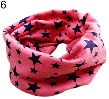 Katoen Sterren Print Ring Sjaals voor kinderen Warmer Sjaal Herfst Winter Kids Jongens Meisjes Halsdoek Kraag Hoed Masker watermeloen rood