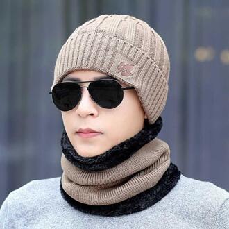 Katoen Voegen Bont Gevoerde Winter Hoeden Casual Maple Leaf Mutsen Hoed Voor Mannen Outdoor Ski Sport Wol gebreide Muts khaki