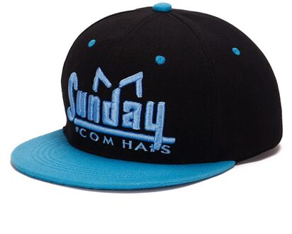 Katoen Zondag Week Brief Borduurwerk Baseball Cap Stiksels Trend Hip-Hop Hoed Heren Hip Hop Caps Dansen Hoeden Voor mannen Vrouwen blauw