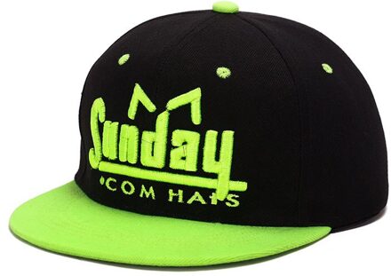 Katoen Zondag Week Brief Borduurwerk Baseball Cap Stiksels Trend Hip-Hop Hoed Heren Hip Hop Caps Dansen Hoeden Voor mannen Vrouwen groen