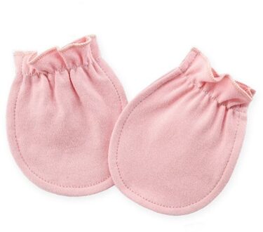Katoenen Baby Anti Krassen Handschoenen Bescherming Gezicht Baby Wanten Handschoen Zuigeling Accessoire Pasgeboren Anti Krassen Wanten Baby Prop roze