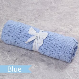 Katoenen Baby Ontvangen Dekens Pasgeboren Baby Dekens Inbakeren Nursery Wrap Badhanddoek Ademend Gebreide Baby Deken blauw