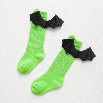 Katoenen Baby Sokken Met Vleermuis Vleugels Leuke Baby Meisjes Jongens Kniekousen Peuter Kids Lange Buis Sok Baby Been warmer Sok groen