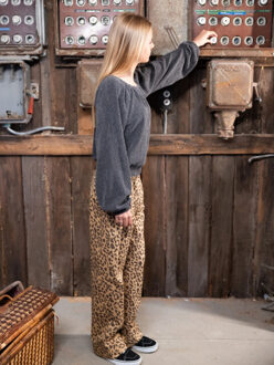 Katoenen baggy broek leopard voor meisjes in de kleur - maat 158 Beige