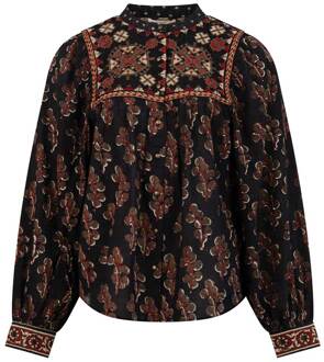 Katoenen blouse met broderie details Scarlet  zwart - XS,S,M,