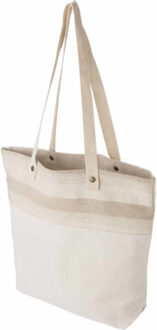 Katoenen boodschappentas beige met lange hengsels 38 x 40 cm