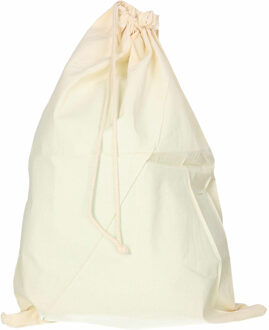 Katoenen canvas opbergzak/waszak met afsluitkoord - 49 x 75 cm - 38 liter - naturel kleur