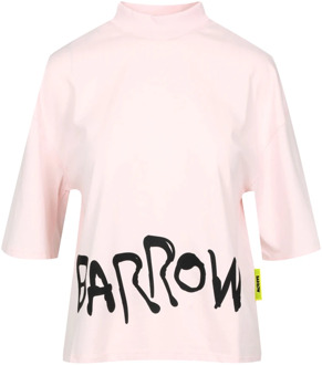 Katoenen Crew Neck Dames T-Shirt met Berenprint Barrow , Pink , Dames - L,S
