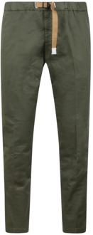 Katoenen gabardine broek met elastische taille White Sand , Green , Heren