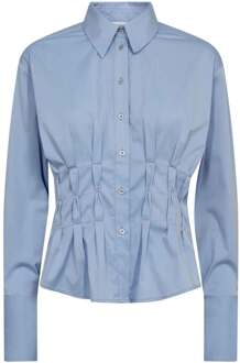 Katoenen getailleerde blouse Poppy  blauw - XS,XL,