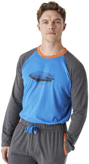 Katoenen herenpyjama met lange mouwen en ronde hals JJBEP6100 Grijs - XL