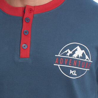 Katoenen herenpyjama met lange mouwen KLP4 Blauw - 2XL