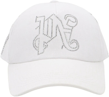 Katoenen hoed met strass-details Palm Angels , White , Heren - ONE Size